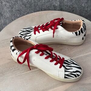 Journee Collection Erica Womens Size 10 Sneakers Vegan White Leather Zebra New